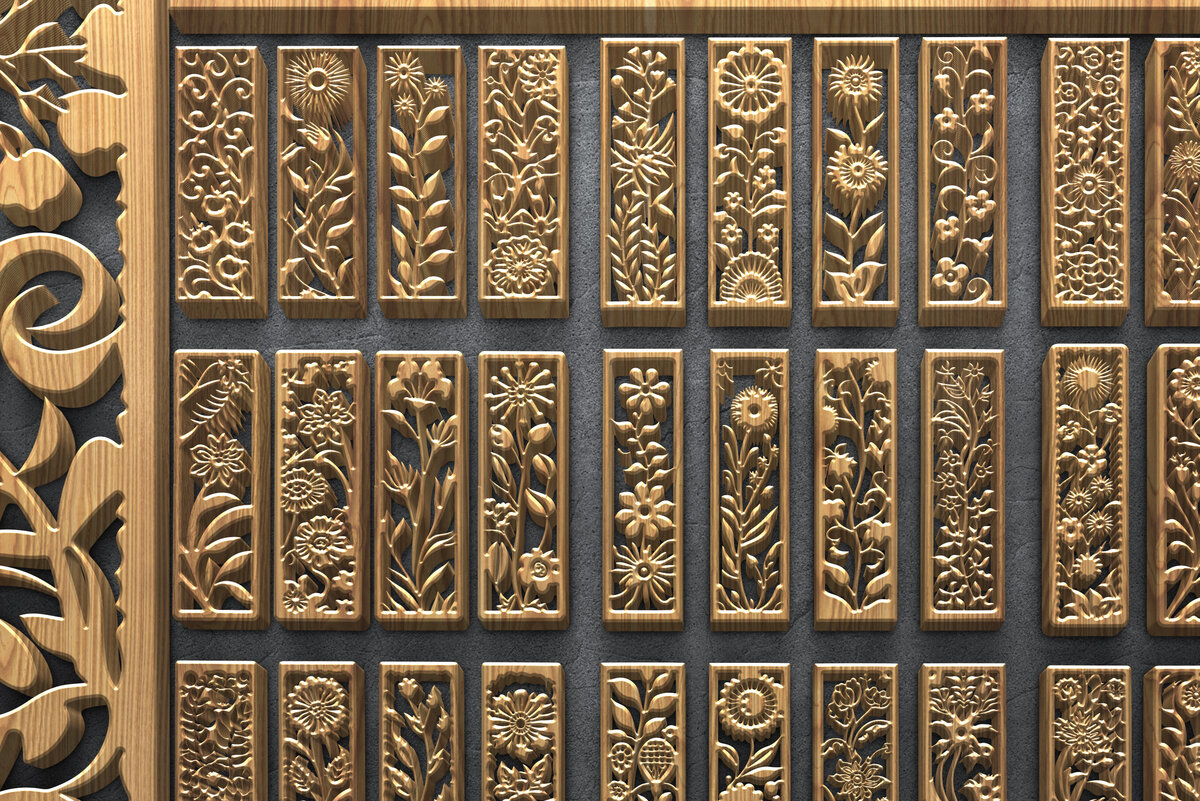 Intra απο ξύλο plywood  Χρώμα wenge 3mm-4mm πάχος - Πακέτο πάνελ κοπής με φλοράλ λέιζερ Δίασταση 3200x7200 cm INTRAFABR-29224373