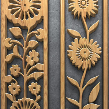 Intra απο ξύλο plywood  Χρώμα wenge 3mm-4mm πάχος - Πακέτο πάνελ κοπής με φλοράλ λέιζερ Δίασταση 3200x7200 cm INTRAFABR-29224373 - Image 2