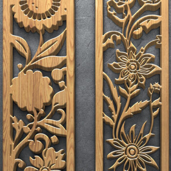 Intra απο ξύλο plywood  Χρώμα wenge 3mm-4mm πάχος - Πακέτο πάνελ κοπής με φλοράλ λέιζερ Δίασταση 3200x7200 cm INTRAFABR-29224373 - Image 3