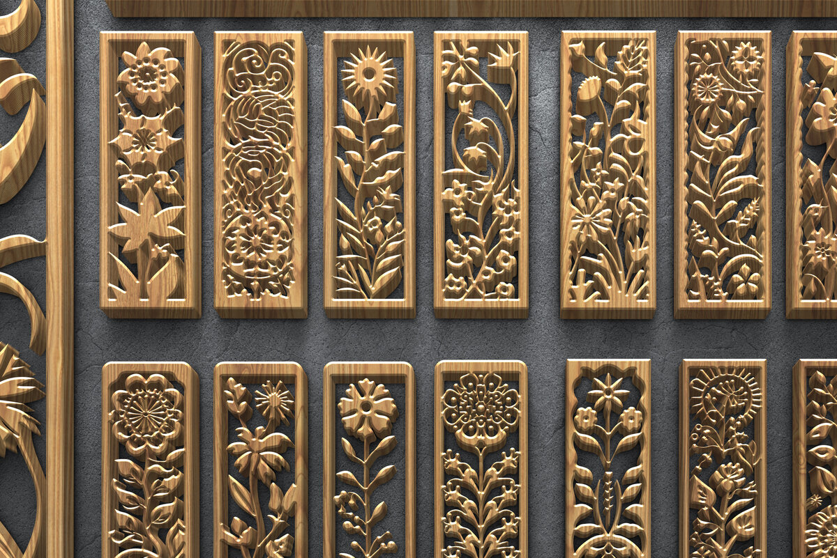 Intra απο ξύλο plywood  Χρώμα wenge 3mm-4mm πάχος - Floral σχέδια πάνελ κοπής με λέιζερ Δίασταση 3200x7200 cm INTRAFABR-118731682