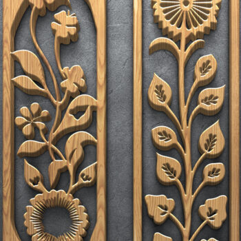 Intra απο ξύλο plywood  Χρώμα wenge 3mm-4mm πάχος - Πακέτο με φλοράλ Panel Δίασταση 3200x7200 cm INTRAFABR-121663747 - Image 2