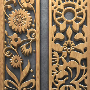 Intra απο ξύλο plywood  Χρώμα wenge 3mm-4mm πάχος - Πακέτο με φλοράλ Panel Δίασταση 3200x7200 cm INTRAFABR-121663747 - Image 4