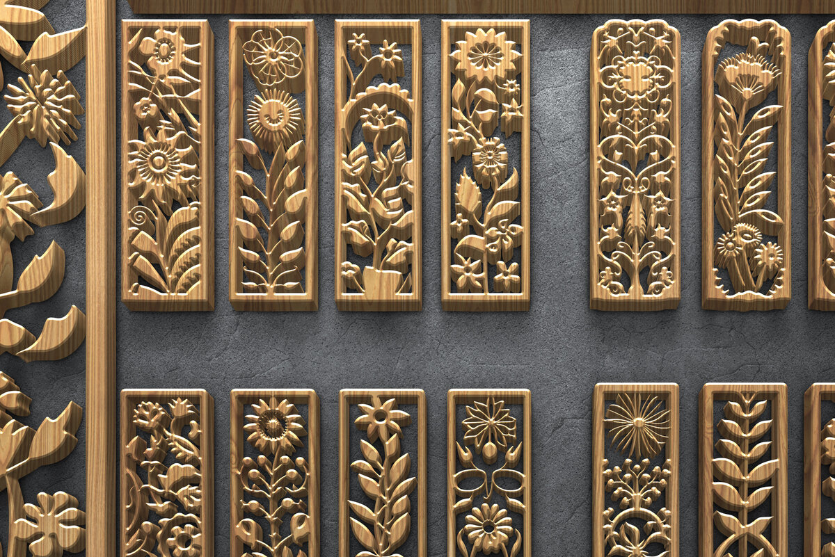 Intra απο ξύλο plywood  Χρώμα wenge 3mm-4mm πάχος - Πακέτο με φλοράλ Panel Δίασταση 3200x7200 cm INTRAFABR-25664039