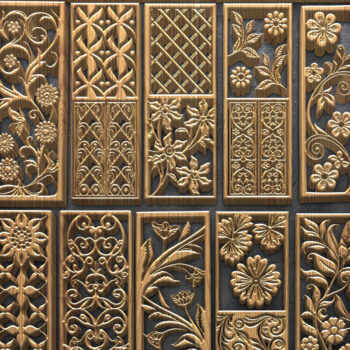 Intra απο ξύλο plywood  Χρώμα wenge 3mm-4mm πάχος - Πακέτο με φλοράλ Panel Δίασταση 4500x5400 cm INTRAFABR-120357944 - Image 1