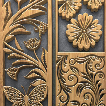 Intra απο ξύλο plywood  Χρώμα wenge 3mm-4mm πάχος - Πακέτο με φλοράλ Panel Δίασταση 4500x5400 cm INTRAFABR-120357944 - Image 2