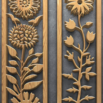 Intra απο ξύλο plywood  Χρώμα wenge 3mm-4mm πάχος - Πακέτο με φλοράλ Panel Δίασταση 3200x7200 cm INTRAFABR-120209792 - Image 2