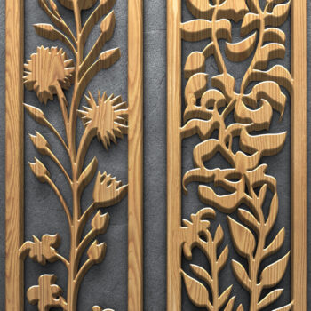 Intra απο ξύλο plywood  Χρώμα wenge 3mm-4mm πάχος - Πακέτο με φλοράλ Panel Δίασταση 3200x7200 cm INTRAFABR-120209792 - Image 4