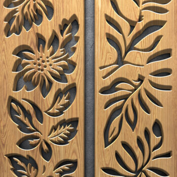 Intra απο ξύλο plywood  Χρώμα wenge 3mm-4mm πάχος - Δέσμη πάνελ λουλουδιών με λέιζερ Δίασταση 3200x7200 cm INTRAFABR-97570152 - Image 3