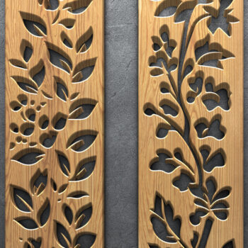 Intra απο ξύλο plywood  Χρώμα wenge 3mm-4mm πάχος - Δέσμη πάνελ λουλουδιών με λέιζερ Δίασταση 3200x7200 cm INTRAFABR-97570194 - Image 2