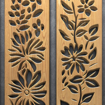 Intra απο ξύλο plywood  Χρώμα wenge 3mm-4mm πάχος - Δέσμη πάνελ λουλουδιών με λέιζερ Δίασταση 3200x7200 cm INTRAFABR-97570194 - Image 3