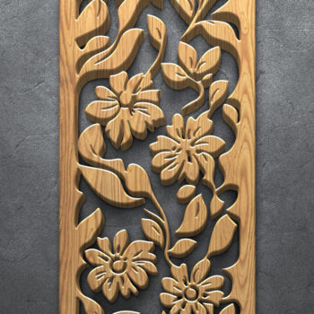 Intra απο ξύλο plywood  Χρώμα wenge 3mm-4mm πάχος - Δέσμη πάνελ λουλουδιών με λέιζερ Δίασταση 3200x7200 cm INTRAFABR-97570194 - Image 4