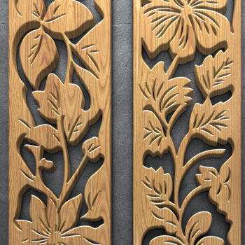 Intra απο ξύλο plywood  Χρώμα wenge 3mm-4mm πάχος - Πακέτο πάνελ λέιζερ Floral Δίασταση 3200x7200 cm INTRAFABR-97570223 - Image 3