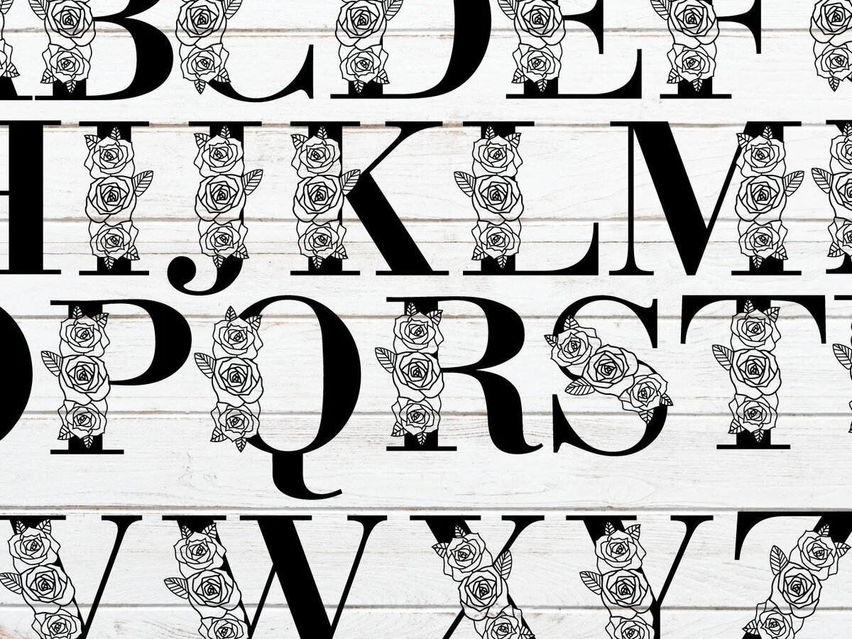 Intra απο ξύλο plywood  Χρώμα wenge 3mm-4mm πάχος - Floral γράμματα a-Z , Floral Alphabet Δίασταση 30x20 cm INTRAFABR-97570972