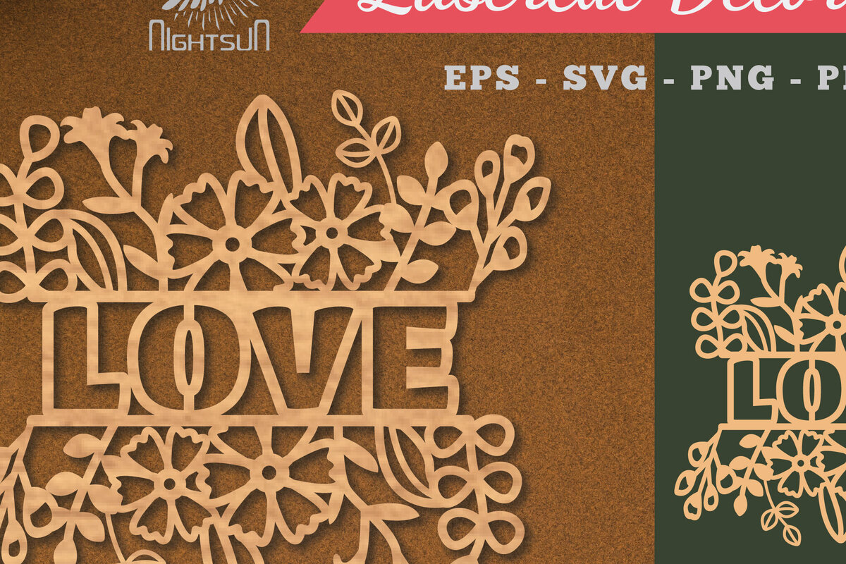 Intra απο ξύλο plywood  Χρώμα wenge 3mm-4mm πάχος - Floral Love Decoration 3 Δίασταση 20x20 cm INTRAFABR-97571338
