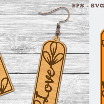 Intra απο ξύλο plywood Χρώμα wenge 3mm-4mm πάχος - Σκουλαρίκια φλοράλ Love 1 Δίασταση 3x3 cm INTRAFABR-97571387 - Image 1