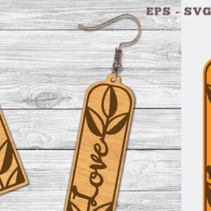 Intra απο ξύλο plywood  Χρώμα wenge 3mm-4mm πάχος - Σκουλαρίκια φλοράλ Love 10 Δίασταση 3x3 cm INTRAFABR-97569515