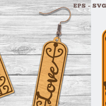 Intra απο ξύλο plywood Χρώμα wenge 3mm-4mm πάχος - Σκουλαρίκια φλοράλ Love 11 Δίασταση 3x3 cm INTRAFABR-97571440 - Image 1