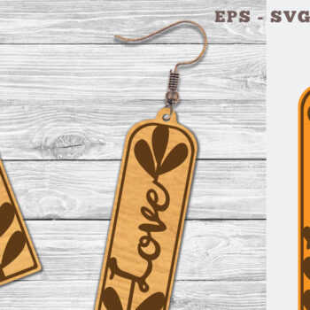 Intra απο ξύλο plywood Χρώμα wenge 3mm-4mm πάχος - Floral Love κομμένα σκουλαρίκια λέιζερ 4 Δίασταση 3x3 cm INTRAFABR-97571821 - Image 1