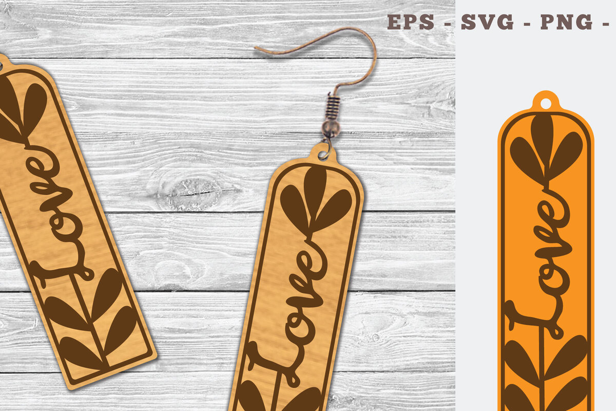 Intra απο ξύλο plywood  Χρώμα wenge 3mm-4mm πάχος - Floral Love κομμένα σκουλαρίκια λέιζερ 4 Δίασταση 3x3 cm INTRAFABR-97571821