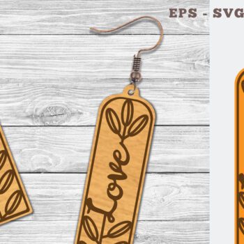 Intra απο ξύλο plywood Χρώμα wenge 3mm-4mm πάχος - Σκουλαρίκια φλοράλ Love 5 Δίασταση 3x3 cm INTRAFABR-97571977 - Image 1