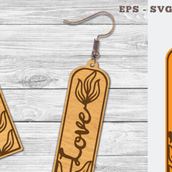 Intra απο ξύλο plywood Χρώμα wenge 3mm-4mm πάχος - Σκουλαρίκια φλοράλ Love 6 Δίασταση 3x3 cm INTRAFABR-97572107 - Image 1