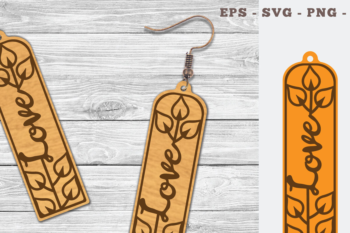 Intra απο ξύλο plywood  Χρώμα wenge 3mm-4mm πάχος - Floral Love κομμένα σκουλαρίκια λέιζερ 8 Δίασταση 3x3 cm INTRAFABR-102677408