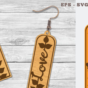 Intra απο ξύλο plywood  Χρώμα wenge 3mm-4mm πάχος - Σκουλαρίκια φλοράλ Love 9 Δίασταση 3x3 cm INTRAFABR-97569563