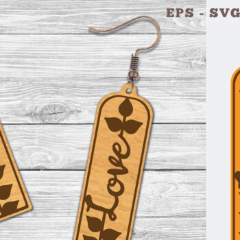 Intra απο ξύλο plywood Χρώμα wenge 3mm-4mm πάχος - Σκουλαρίκια φλοράλ Love 9 Δίασταση 3x3 cm INTRAFABR-97569563 - Image 1