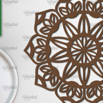 Intra απο ξύλο plywood Χρώμα wenge 3mm-4mm πάχος - Floral σχέδιο τοίχου Mandala με Δίασταση 30x30 cm INTRAFABR-93948528 - Image 1