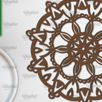 Intra απο ξύλο plywood Χρώμα wenge 3mm-4mm πάχος - Floral σχέδιο τοίχου Mandala με Δίασταση 30x30 cm INTRAFABR-95058793 - Image 1