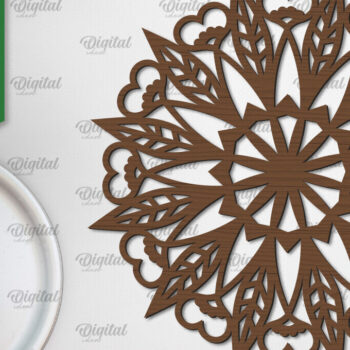 Intra απο ξύλο plywood Χρώμα wenge 3mm-4mm πάχος - Floral σχέδιο τοίχου Mandala με Δίασταση 30x30 cm INTRAFABR-99350748 - Image 1