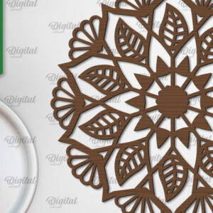 Intra απο ξύλο plywood  Χρώμα wenge 3mm-4mm πάχος - Floral σχέδιο τοίχου Mandala με Δίασταση 30x30 cm INTRAFABR-122256996