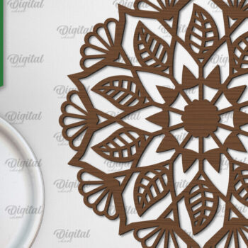 Intra απο ξύλο plywood  Χρώμα wenge 3mm-4mm πάχος - Floral σχέδιο τοίχου Mandala με Δίασταση 30x30 cm INTRAFABR-122256996 - Image 1