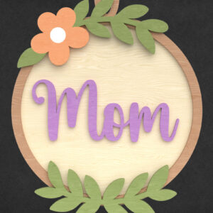 Intra απο ξύλο plywood  Χρώμα wenge 3mm-4mm πάχος - Floral Mom Στρογγυλή Κρεμαστή πινακίδα Δίασταση 30x20 cm INTRAFABR-115872380