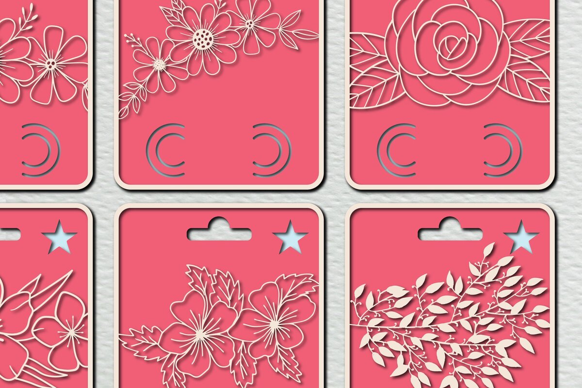 Intra απο ξύλο plywood  Χρώμα wenge 3mm-4mm πάχος - Floral Money Card Bundle File Cut Δίασταση 20x20 cm INTRAFABR-22623679