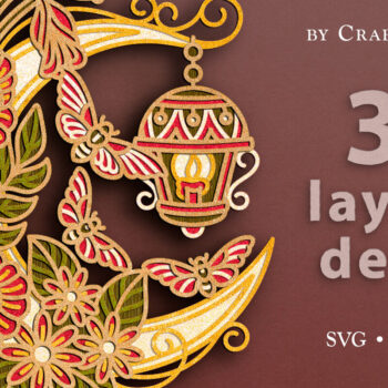 Intra απο ξύλο plywood  Χρώμα wenge 3mm-4mm πάχος - αποκοπής με 3D Layered Floral Moon Δίασταση 30x20 cm INTRAFABR-75220603 - Image 1