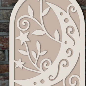 Intra απο ξύλο plywood  Χρώμα wenge 3mm-4mm πάχος - Floral Moon and Stars Layered Δίασταση 20x20 cm INTRAFABR-75248583 - Image 1