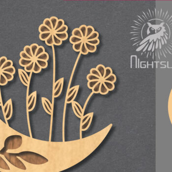 Intra απο ξύλο plywood  Χρώμα wenge 3mm-4mm πάχος - Floral Moon Decoration 3 Δίασταση 20x20 cm INTRAFABR-111489290 - Image 1