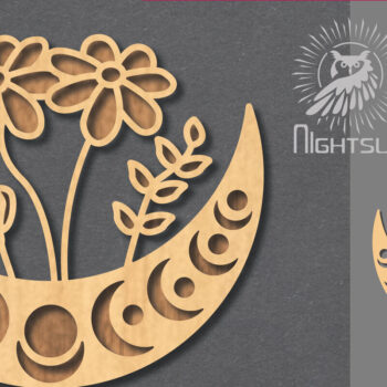 Intra απο ξύλο plywood  Χρώμα wenge 3mm-4mm πάχος - Floral Moon Διακόσμηση 4 Δίασταση 20x20 cm INTRAFABR-111489350 - Image 1