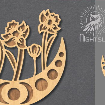 Intra απο ξύλο plywood  Χρώμα wenge 3mm-4mm πάχος - Floral Moon Decoration 5 Δίασταση 20x20 cm INTRAFABR-111489397 - Image 1