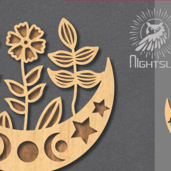 Intra απο ξύλο plywood  Χρώμα wenge 3mm-4mm πάχος - Floral Moon Decoration 6 Δίασταση 20x20 cm INTRAFABR-111489434 - Image 1