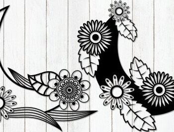 Intra απο ξύλο plywood Χρώμα wenge 3mm-4mm πάχος - Floral Moon Δίασταση 20x25 cm INTRAFABR-89134295 - Image 1