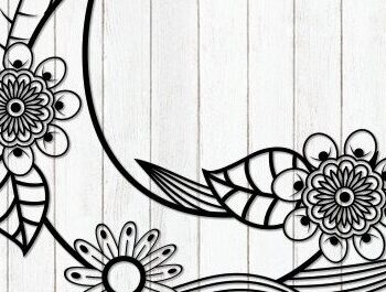 Intra απο ξύλο plywood Χρώμα wenge 3mm-4mm πάχος - Floral Moon Δίασταση 20x25 cm INTRAFABR-89134295 - Image 2