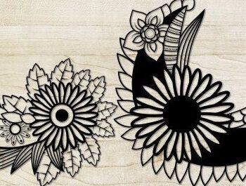 Intra απο ξύλο plywood Χρώμα wenge 3mm-4mm πάχος - Floral Moon Δίασταση 20x25 cm INTRAFABR-89164572 - Image 1