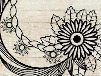 Intra απο ξύλο plywood Χρώμα wenge 3mm-4mm πάχος - Floral Moon Δίασταση 20x25 cm INTRAFABR-89164572 - Image 2