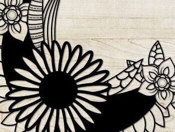 Intra απο ξύλο plywood Χρώμα wenge 3mm-4mm πάχος - Floral Moon Δίασταση 20x25 cm INTRAFABR-89164572 - Image 3