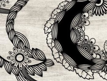 Intra απο ξύλο plywood Χρώμα wenge 3mm-4mm πάχος - Floral Moon Δίασταση 20x25 cm INTRAFABR-89164638 - Image 1