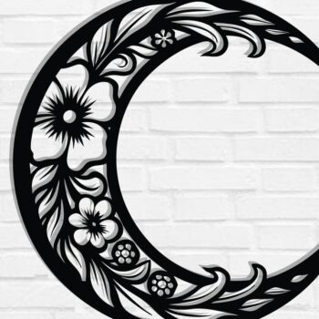 Intra απο ξύλο plywood Χρώμα wenge 3mm-4mm πάχος - Floral Moon Metal Wall Art Δίασταση 40x50 cm INTRAFABR-89131685 - Image 1