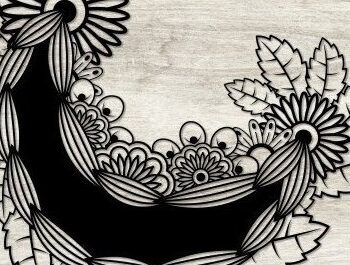 Intra απο ξύλο plywood Χρώμα wenge 3mm-4mm πάχος - Floral Moon Δίασταση 20x25 cm INTRAFABR-89164638 - Image 3