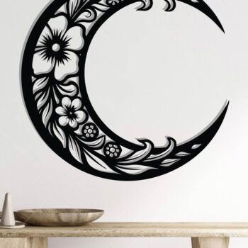 Intra απο ξύλο plywood Χρώμα wenge 3mm-4mm πάχος - Floral Moon Metal Wall Art Δίασταση 40x50 cm INTRAFABR-89131685 - Image 2